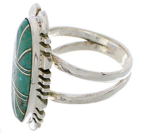 Silver Turquoise Southwestern Inlay Ring Size 5-1/4 TX28569
